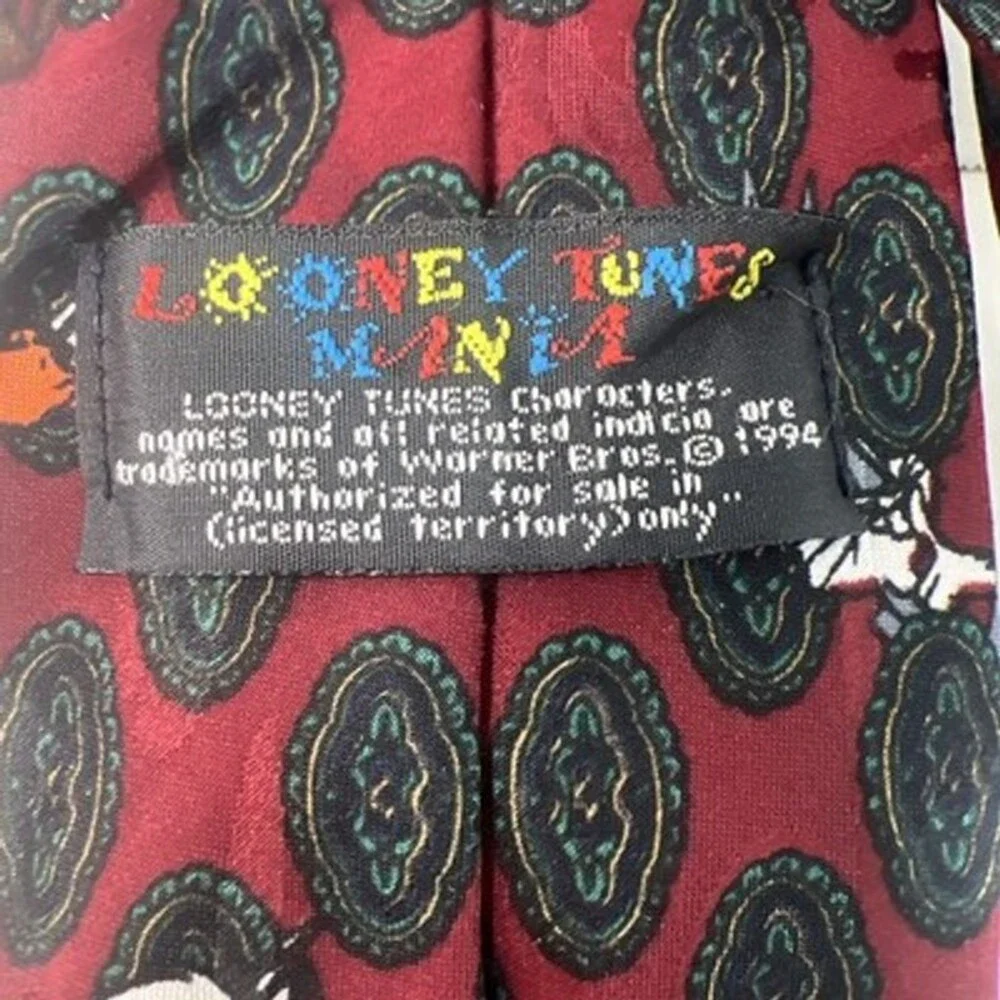 Vintage WB Looney Tunes Bugs Bunny, Taz, Marvin The Martian Mens Tie Red, Etc.